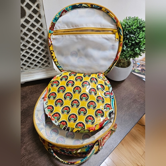Vera Bradley PROVENCAL FLORAL Hatbox Round Cosmetic Travel Makeup Tote Bag Vinyl - Picture 6 of 12